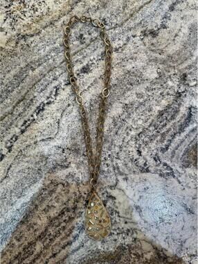 Gold-Tone Metal Necklace with Sultana Pendant